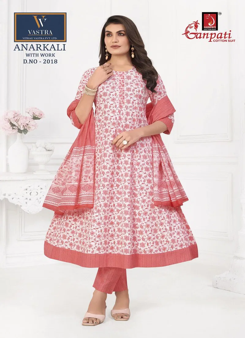 Ganpati Anarkali Vol 1 Readymade Cotton Printed Dress Collection Catalog